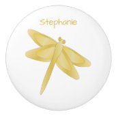 Gold Dragonfly Design Personalised Keramische Knop (Voorkant)