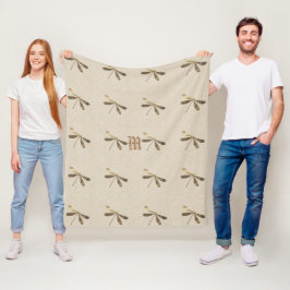 Gold Dragonfly Fleece Deken