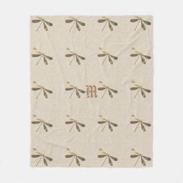 Gold Dragonfly Fleece Deken