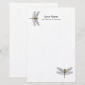 Gold Dragonfly Linen Briefpapier (Voorkant / Achterkant)