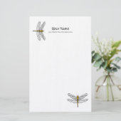 Gold Dragonfly Linen Briefpapier (Staand voorkant)