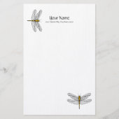 Gold Dragonfly Linen Briefpapier (Voorkant)
