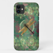 Gold Dragonfly op groen met Rhinestones Case-Mate iPhone Case (Achterkant)