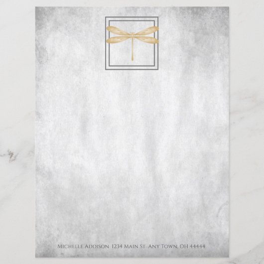 Gold Dragonfly - Papierblad op maat (Voorkant)