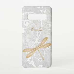 Gold Dragonfly Personaliseert Samsung Galaxy Hoesj Samsung Galaxy S10 Hoesje