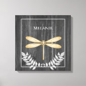 Gold Dragonfly Rustic Canvas afdrukken (Voorkant)