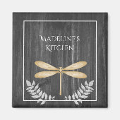 Gold Dragonfly Rustic Magnet (Voorkant)