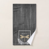 Gold Dragonfly Rustic Personalized Bath Towel Set Bad Handdoek (Handdoek)