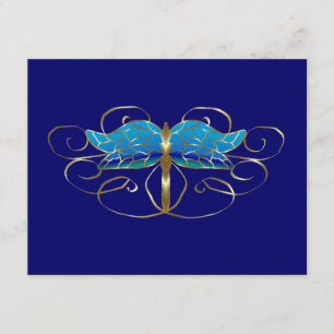 Gold Dragonfly Tiara Wedding RSVP-kaart RSVP Kaartje