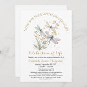Gold Dragonfly Viering van het Leven Uitnodiging (Voorkant / Achterkant)