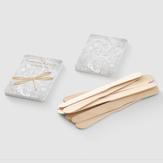 Gold Dragonfly Wedding Favor Hand Fan Handwaaier (Niet-gemonteerd)