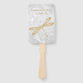 Gold Dragonfly Wedding Favor Hand Fan Handwaaier (Voorkant)
