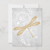Gold Dragonfly Wedding RSVP Kaart (Achterkant)