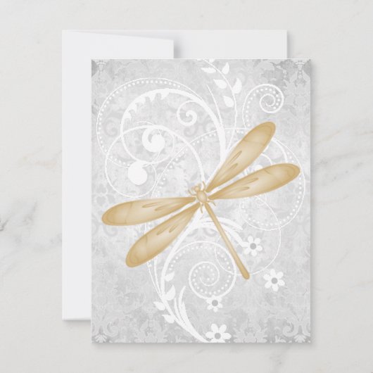 Gold Dragonfly Wedding RSVP Kaart (Achterkant)