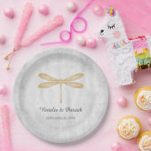 Gold Dragonfly Weduwpapieren Borden Papieren Bordje (Feest)