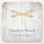 Gold Dragonfly Weduwpapieren Onderzetters (Voorkant)