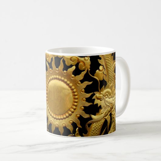 Gold Dragons Asian Sun Coffee Cup Mok (Voorkant rechts)