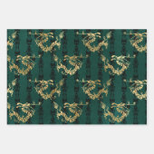 Gold Dragons op groen Inpakpapier Vel (Voorkant 2)