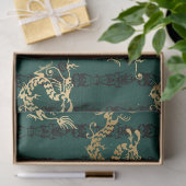 Gold Dragons op groene ontkoppeling Tissuepapier (Geschenk)