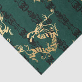 Gold Dragons op groene ontkoppeling Tissuepapier (Detail)
