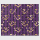 Gold Dragons op Paars Cadeaupapier (Vlak)