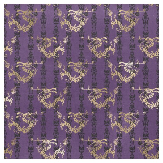 Gold Dragons op Paars Stof (Swatch)