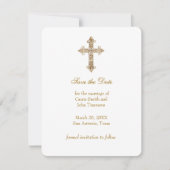 Gold  Drawn Cross Sla de datum op Save The Date (Voorkant)
