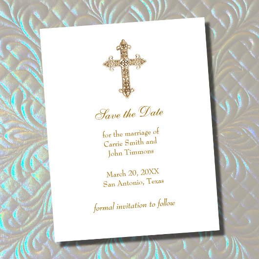 Gold  Drawn Cross Sla de datum op Save The Date