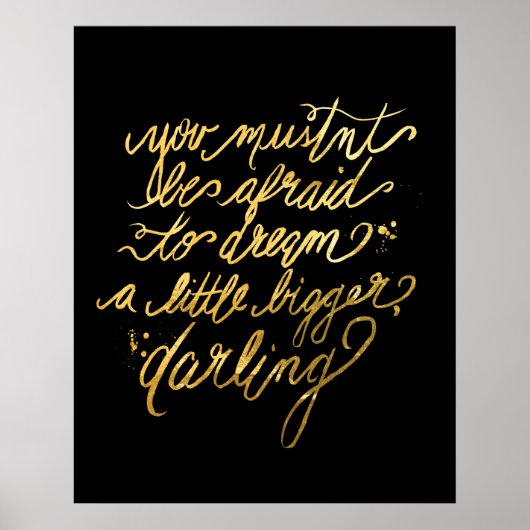 Gold "Dream Bigger"-Poster Poster (Voorkant)