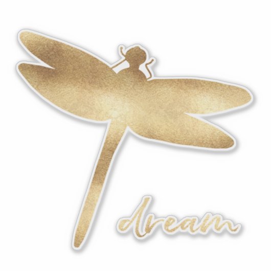 Gold Dream Dragonfly Sticker (Voorkant)