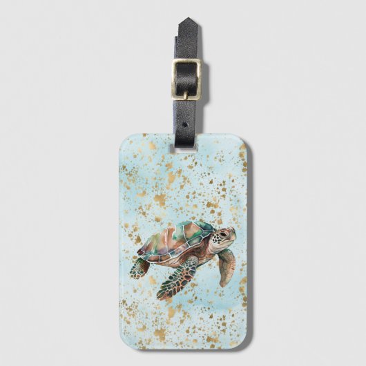 Gold Dream Zee Turtle Bagagelabel (Voorkant (verticaal))