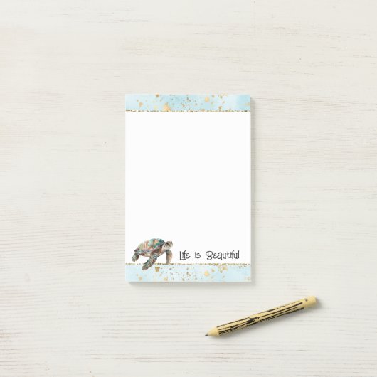 Gold Dream Zee Turtle Post-it® Notes (Op bureau)