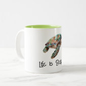 Gold Dream Zee Turtle Tweekleurige Koffiemok (Voorkant links)