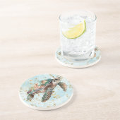 Gold Dream Zee Turtle Zandsteen Onderzetter (Zijkant)