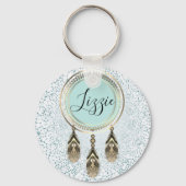 Gold Dreamcatcher Abstract gepersonaliseerd Sleutelhanger (Voorkant)