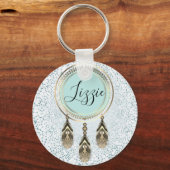 Gold Dreamcatcher Abstract gepersonaliseerd Sleutelhanger (Achterkant)