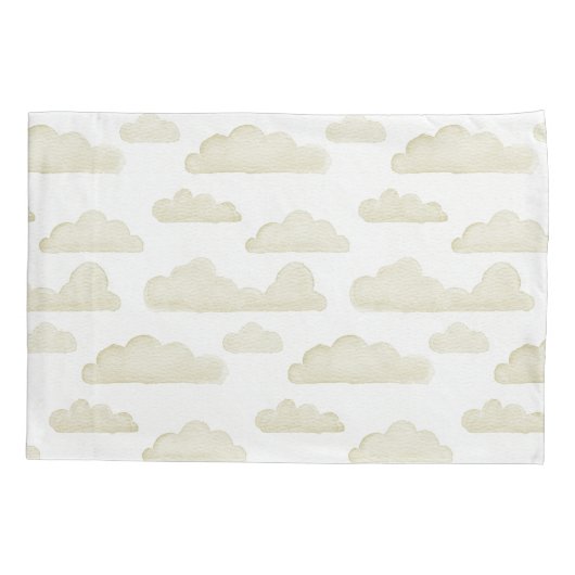 Gold Dreamtime Waterverf Clouds Kussensloop (Achterkant-Links)