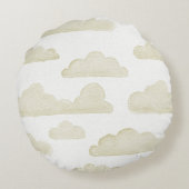 Gold Dreamtime Waterverf Clouds Round Pillow Rond Kussen (Achterkant)