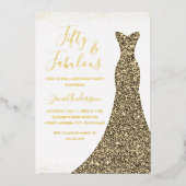 Gold Dress 50 & Fabulous Birthday Folie Folie Uitn Folie Uitnodiging (Voorkant)