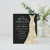 Gold Dress 50th & Fabulous 50th Birthday Invite (Staand voorkant)