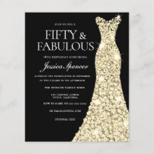 Gold Dress 50th & Fabulous 50th Birthday Invite