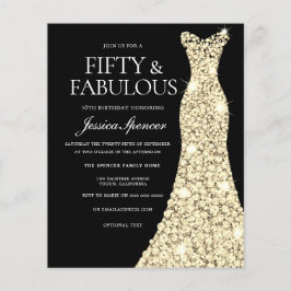 Gold Dress 50th & Fabulous 50th Birthday Invite