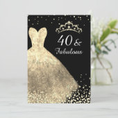 Gold Dress & Black 40 & Fabulous 40th Birthday Kaart (Staand voorkant)