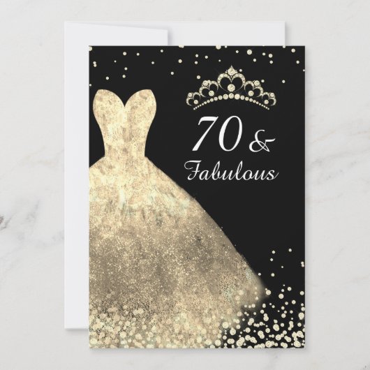 Gold Dress & Black 70 en 70e verjaardag Fabulous Kaart (Voorkant)