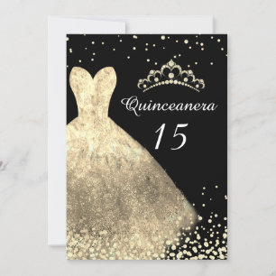 Gold Dress & Black Quinceanera 15e verjaardag Kaart
