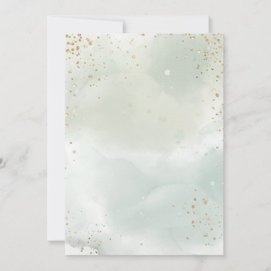 Gold Dress, Diamonds Waterverf Green Quinceañera Kaart (Achterkant)