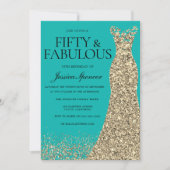Gold Dress Elegance 50 & Fabulous! 50th Birthday Kaart (Voorkant)