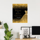 Gold Dress Faux Glitter Quinceanera Welcome Poster (Thuiskantoor)