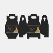 Gold Dress Faux Glitter Sweet 16 Birthday Bedankdoosjes (Uitgevouwen)