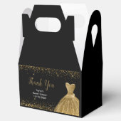 Gold Dress Faux Glitter Sweet 16 Birthday Bedankdoosjes (Geopend)